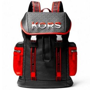 AUTHENTIC MICHAEL KORS MENS Red Black Gray Rucksack Cooper TWO-TONE NWT Backpack